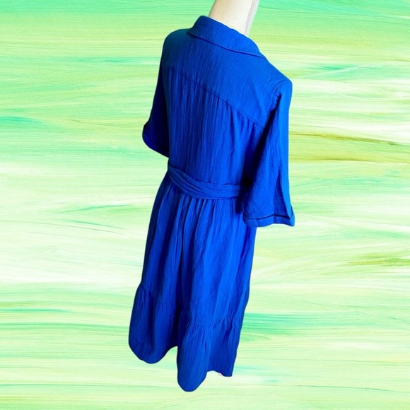 NWT Lane Bryant SS Split Neck Tie-Waist Maxi Dress in Royal Blue Size 10/12 - Picture 13 of 15